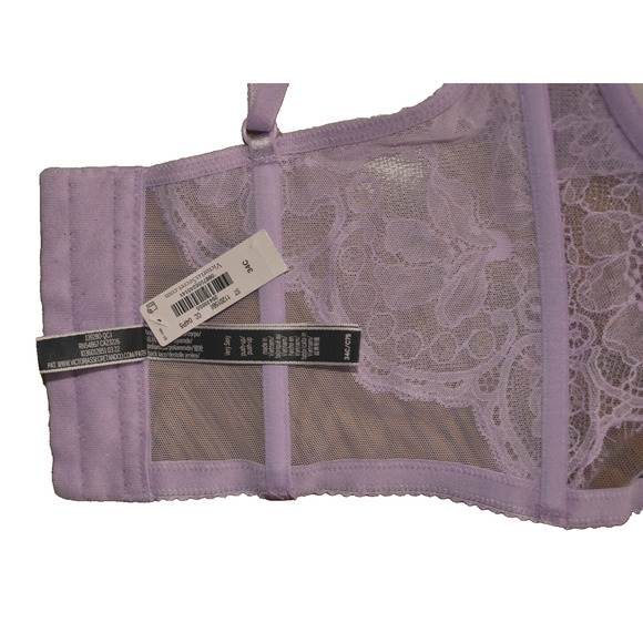 A5 NWT VICTORIAS SECRET Light Lilac Embroidered Floral Lace Corset Bra Size 34C - Picture 7 of 7